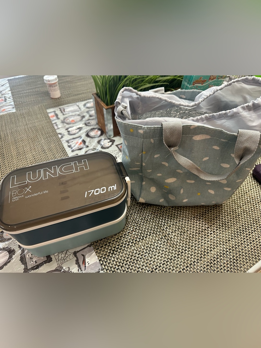 1700ml 2-Tier Bento Lunch Box w/ Insulated Bag – Like New